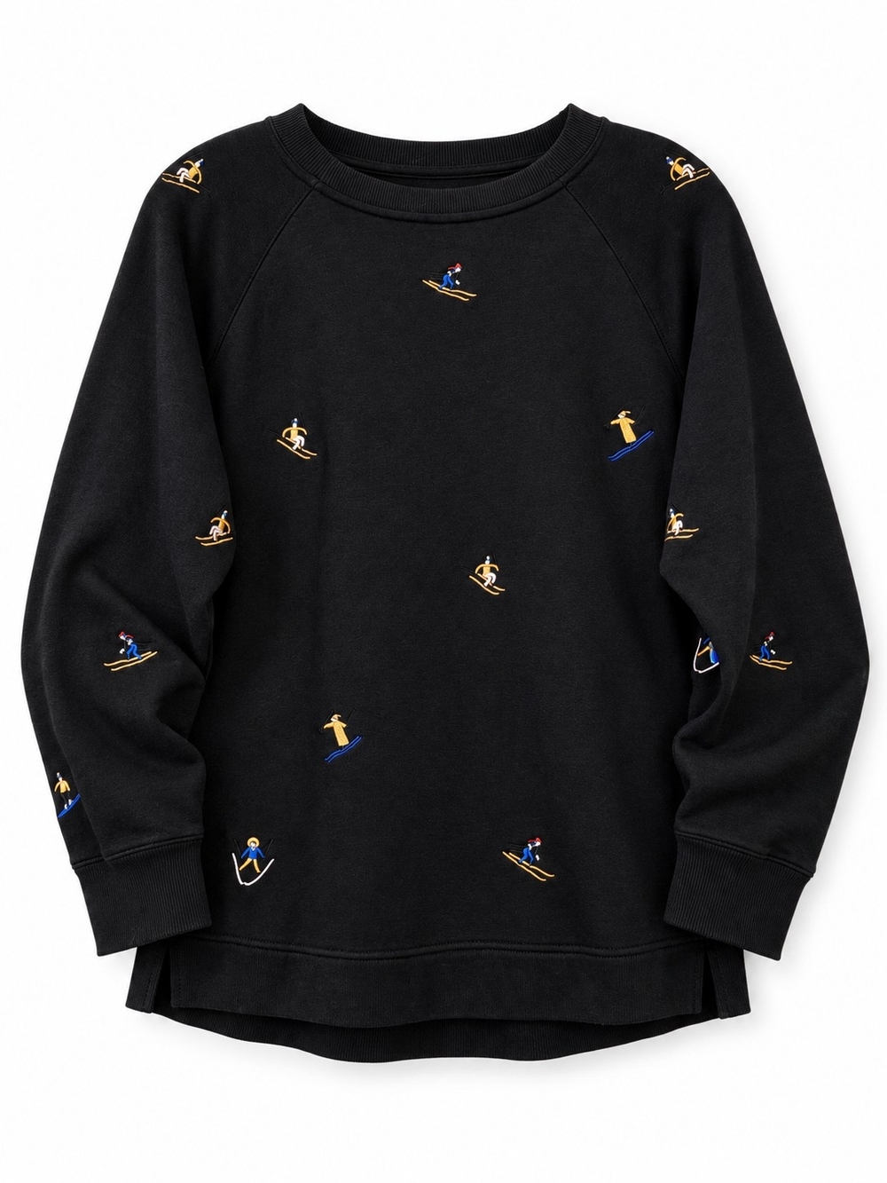 Lou & Grey for LOFT Black Ski Terry Embroidered Skier Sweatshirt M